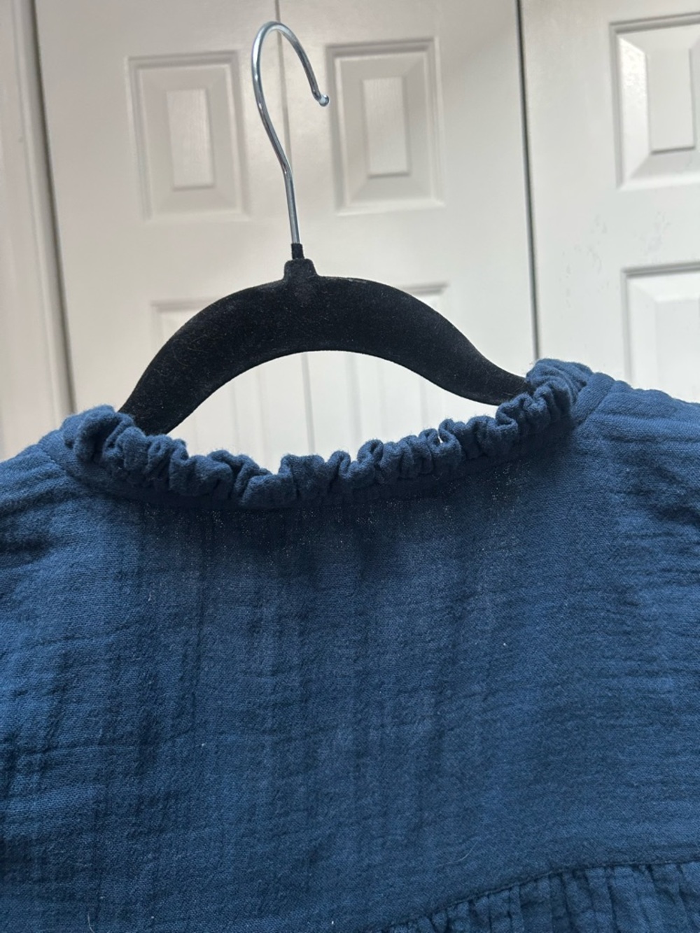 Pink Chicken Navy Ruffle-Trim Tunic Top - Picture 6 of 6